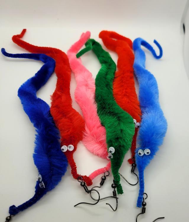 Mystery Worm on A String Earrings