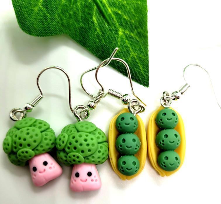 Pea and Broccoli earrings