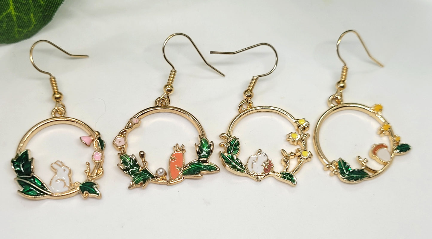 Rabbit and Squirrel Earrings