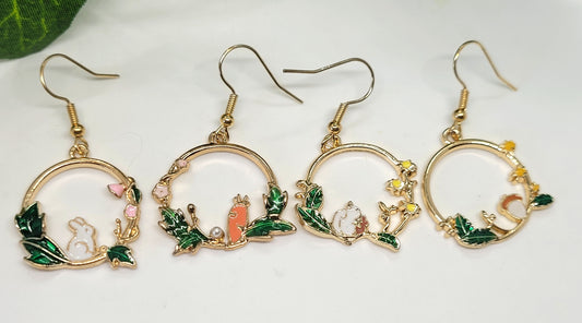 Rabbit and Squirrel Earrings